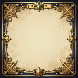 a blank paper surrounded by a tarot ornament design border frame, intricate design, highly detailed, 8 k, artstation, pixiv, deviantart, symmetrical, rpg card design