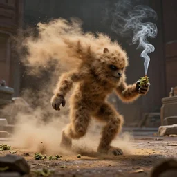 a dust devil, smoking weed in stockholm, unreal engine graphics, bi lighting