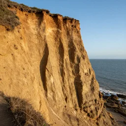 extreme erosion on the faceof a cliff, next to the sea, national geographic photography, 8 k, high quality