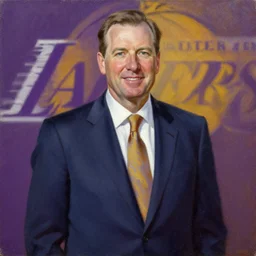 president in los angeles lakers suit, oil on canvas