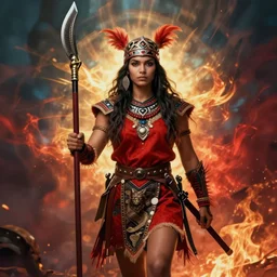 photo of medieval tribal warrior ultra realistic, cinematic, full shot, saturated colors