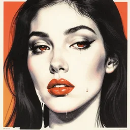 a melting woman's dripping face, psychedelic screenprint by victor moscoso and wes wilson, 6 0 s, 7 0 s, retro psychedelia, op art with big bold patterns, psychedelic illustration