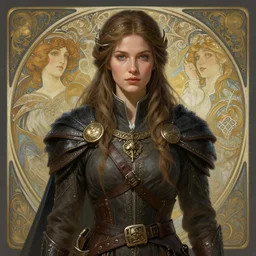 A full portrait of a beautiful post apocalyptic nordic explorer, intricate, elegant, highly detailed, digital painting, artstation, concept art, smooth, sharp focus, illustration, art by Krenz Cushart and Artem Demura and alphonse mucha
