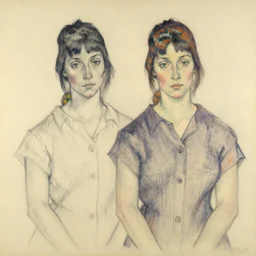 2 girls sketch by egon schiele