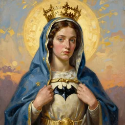 Painting of Madonna as Selina Kyle from Batman Returns. Art by william adolphe bouguereau. During golden hour. Extremely detailed. Beautiful. 4K. Award winning.