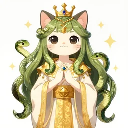 kawaii girl cat with snakes for hair wearing high priestess robes in the style of anime, francisco garces and dibujante nocturno and ida outhwaite, fantasy, unreal engine, cinematic, smooth, sharp focus, trending on artstation, ultra realistic, extremely detailed, 8 k