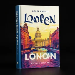 London in 1984 Book by George Orwell, vibrant colors, 8k photorealistic, black background, HD, high details, trending on artstation