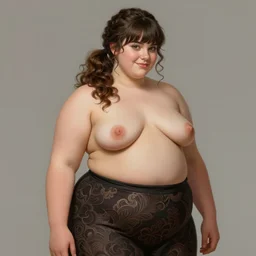 full body portrait of teenage betty cooper, obese, bangs, ponytail, sultry, realistic, sultry smirk, ponytail hairstyle, fluffy bangs, curly bangs, skirt, fat, belly, intricate, elegant, highly detailed, digital painting, artstation, concept art, smooth, sharp focus, illustration, art by wlop, mars ravelo and greg rutkowski