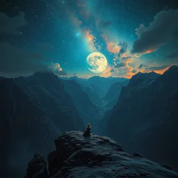 it is lonely at the edge of the world, melancholic, vibrant night sky, warm lighting, cinematic, highly detailed, masterpiece by artgerm, tom bagshaw