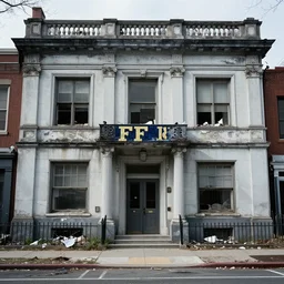 4 k ultra detailed photo of washington dc fbi, dilapidated, run down, trashy crime lawlessness corrupt