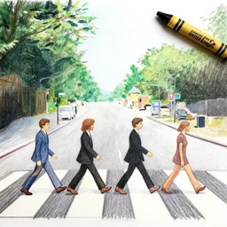 abbey road crayon drawing