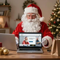 santa claus shopping on amazon online