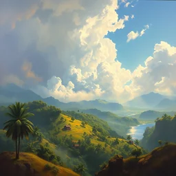 a beautiful sri lankan landscape, concept art, intricate detail, volumetric shadows and lighting, realistic oil painting,