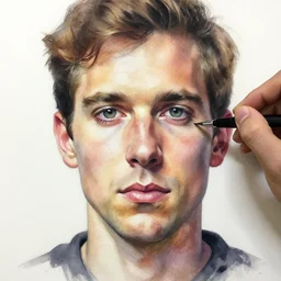 a painting of a man's face is shown, an airbrush painting by Ben Templesmith, featured on deviantart, figurative art, watercolor, acrylic art, airbrush art