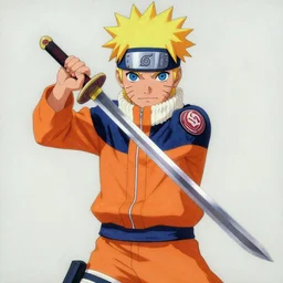 naruto holding a sword, painting