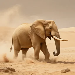 fantasy art of an elephant made of sand in the middle of a very sandy desert storm sand, 4 k, high quality, sharp, 1 6 k, trending in artstation