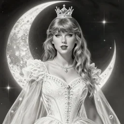 taylor swift as a princess of the moon, intricate, elegant, highly detailed, retrofuturism, smooth, sharp focus, illustration, arny freytag