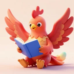 A phoenix reading a book | Detailed | HD | Digital Art | 2018 | Modern | DC | Color | Glossy | 3D | Raytraced | Award Winning |  Artstation | Trending | Viral | Colorful | Amazing | Cute | Artistic | Soft Lighting | Cell Shader | Lovely | Fanart | Soft | Artwork | Hard Line
