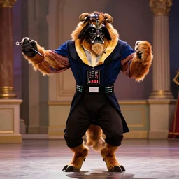 film still of Darth Vader dancing as Beast in Beauty and the Beast,