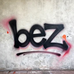 a graffiti tag that says bez, spray paint