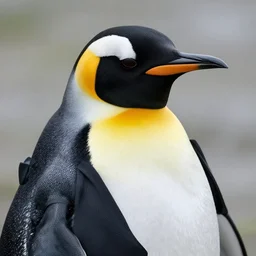 high detail shot of a penguin wearing a suit, realism 8k