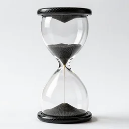 carbon fiber hourglass, commercial catalog photo, isolated on a pure white background, centered, entire object in frame, sharp focus, soft studio lighting