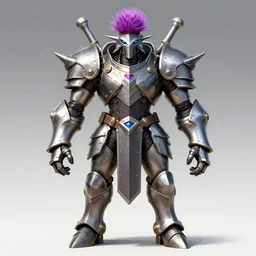 thistle armoured warrior monster, symmetrical, highly detailed, digital art, sharp focus, trending on art station, kentaro miura art style