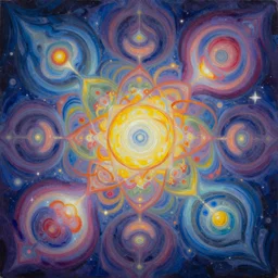 a beautiful acrylic painting of deep dimensional realms of universal consciousness of the infinite by hanna yata, geenss archenti flores, digital art