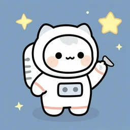 draw astronaut kitten in cartoon style