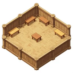 A  high detailed ìsometric vector art presenting  an aerial view of a RPG empty room (just floor and walls) by Dofus Online, Patreon content, containing tables and walls, HD, straight lines, vector, grid, dnd map, map patreon, fantasy maps, foundry vtt, fantasy grounds, aerial view ,dungeondraft , tabletop, inkarnate, dugeondraft, roll20