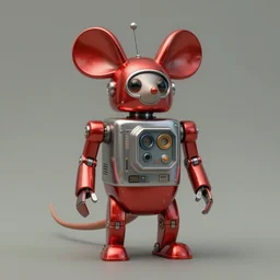 adventurer ( ( ( ( ( 1 9 5 0 s retro future robot mouse tachikoma. muted colors. ) ) ) ) ) by jean baptiste monge!!!!!!!!!!!!!!!!!!!!!!!!! chrome red