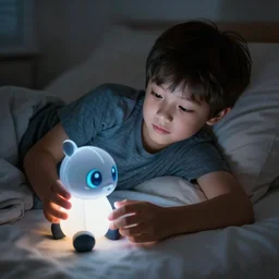 boy awake at one am playing with his new ai toy