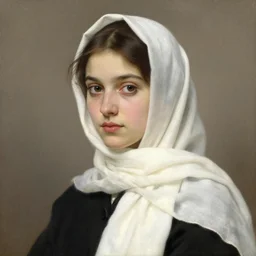 girl with white headscarf by wilhelm leibl