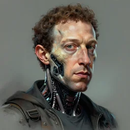 zuckerberg! cell shaded! scary head portrait of half cyborg zuckerberg! cyborg as Borderlands 3 concept art, llustration, postapocalyptic grunge, concept art by  Eric Barnett, highly detailed, sharp focus,alien, HQ, 4K ,art by Eric Barnett