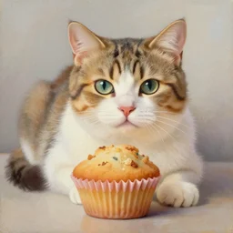 a beautiful painting of a cat - muffin