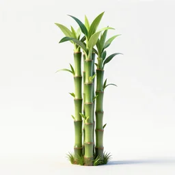 giant lucky bamboo, stylized pixar-style 3d render, full body, isolated on a pure white background, centered, entire subject in frame, sharp focus, soft studio lighting
