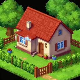 a house with a garden, from a space themed Lucasarts graphic adventure game made in 1999