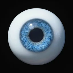 blue eyeball on black background, realistic, render