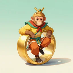 the legend of the monkey king, ring, Chinese god, tones of gold and green