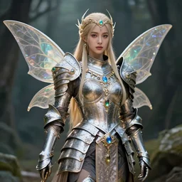 photo of a beautiful! fairy warrior with jewel encrusted armour