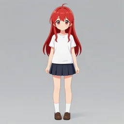 full body anime portrait of a cute girl round eyes red hair wearing glasses dressed in a lab coat cinematic highly detailed 4 k neon