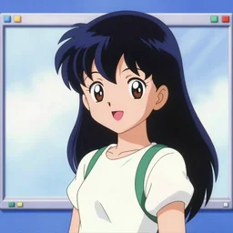 anime girl in the style of windows xp, retro, windows xp, cheerful, 9 0 s mascot symbol,
