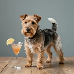 a norwich terrier with a cocktail, vilhelm hammershoi