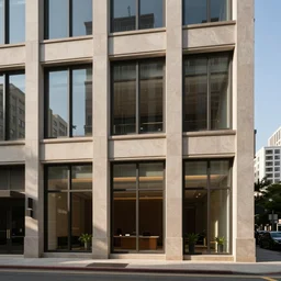 an upscale office with big windows in a class a suburban office building