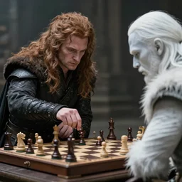 jon snow playing chess with a white walker