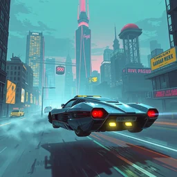 hover car, a cyberpunk blade runner city, art gta 5 cover, official fanart hd artstation by jesper ejsing, by rhads, makoto shinkai and lois van baarle, ilya kuvshinov, ossdraws, that looks like it is from borderlands and by feng zhu and loish and laurie greasley, victo ngai, andreas rocha, john harris