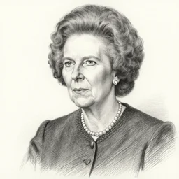 a detailed drawing of margaret thatcher in the style of leonardo davinci, sketch, pencil drawing, anatomically correct