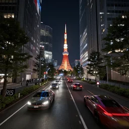 screenshot of forza horizon set in tokyo japan, urban, night, uhd, dlss, rtx, unreal engine