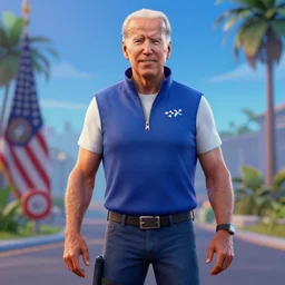 Joe Biden in Fortnite very detailed, shot 8K quality super realistic