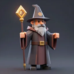 Low poly 3D model of a wizard, Unreal Engine, Blender, 4K, shaders